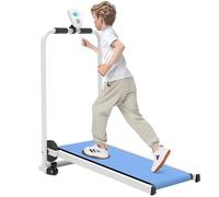 RIDEONMOP Foldable Kids Treadmill, Self Propelled Workout Tread Mill for Home Gym, Toddler Treadmills with LED Display, Indoor Play Small Exercise Equipment for 3-15 Year Old,Blue