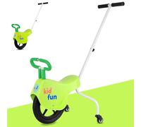 RIDEONMOP Hand Push Unicycle for Kids, 3in1 Light Parent-Child Unicycles Balance Bikes with Handrails/Auxiliary Wheels,Kids Balance Bicycles,Green