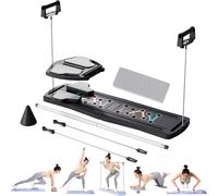 RIDEONMOP Pilates Board, Pilates Reformer Set, 15-in-1 Multi-Function Pilates Equipment, Portable Foldable Ab Board for Home Gym Office Workout, Full Body Workout, Abs Sliding Board for Women,Black