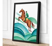 Rider Across Waves Modern Canvas Wall Art Print 30x20 Inch (76 x 51 cm)