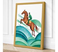 Rider Across Waves Modern Canvas Wall Art Print 36x24 Inch (91 x 61 cm)