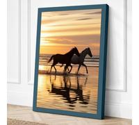Rider at Dawn Coastal Canvas Wall Art Print 24x16 Inch (61 x 41 cm)