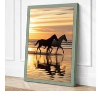 Rider at Dawn Coastal Canvas Wall Art Print 30x20 Inch (76 x 51 cm)