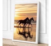 Rider at Dawn Coastal Canvas Wall Art Print 30x20 Inch (76 x 51 cm)