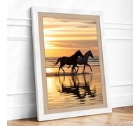 Rider at Dawn Coastal Framed Wall Art Print A2 (59.4×42cm) White, Wall Decor for Living Room, Bedroom, Office & Home, Ready to Hang, Art Gift