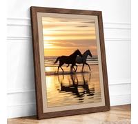 Rider at Dawn Coastal Framed Wall Art Print A3 (42×29.7cm) Walnut, Wall Decor for Living Room, Bedroom, Office & Home, Ready to Hang, Art Gift