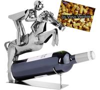 Rider on Jumping Horse Wine Bottle Holder Stand Table Art Decoration + Gift Card