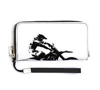 Rider Participates Motocross Long Clutch Wallet, Long Handbag with Removable Wristlet Strap, PU Leather Zip Purse, Credit Pass Case Card-Holder for Men Women