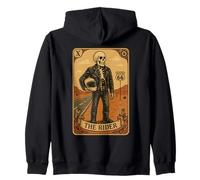 Rider Tarot Card - Vintage Skeleton Biker Zip Hoodie