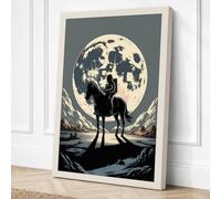 Rider Under the Moon Vintage Canvas Wall Art Print 24x16 Inch