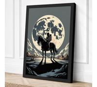 Rider Under the Moon Vintage Canvas Wall Art Print 30x20 (76.2×50.8cm)