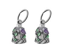 Rider Vibe【2Pack】Motorcycle Bell w/Hanger Biker Bell Motorcycle Accessories For Good Luck Safe Riding Luck Key Chain Bell, Heart With Purple Rose, Large
