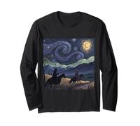 Riders Beneath a Swirling Night Sky Long Sleeve T-Shirt