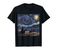 Riders Beneath a Swirling Night Sky T-Shirt