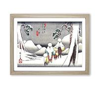 Riders In The Snow By Utagawa Hiroshige Asian Japanese Framed Print | A2 Oak Framed Wall Art | Ready to Hang | Asian Landscape Picture | Living Room Bedroom Lounge Office