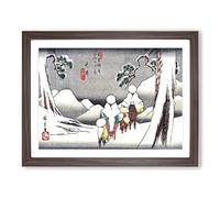 Riders In The Snow By Utagawa Hiroshige Asian Japanese Framed Print | A3 Walnut Framed Wall Art | Ready to Hang | Asian Landscape Picture | Living Room Bedroom Lounge Office