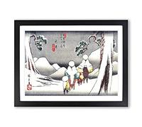 Riders In The Snow By Utagawa Hiroshige Asian Japanese Framed Print | A4 Black Framed Wall Art | Ready to Hang | Asian Landscape Picture | Living Room Bedroom Lounge Office