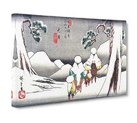 Riders In The Snow By Utagawa Hiroshige Canvas Print | Gallery Wrapped 30mm Frame Wall Art | 20x14 inches | Ready to Hang | Asian Landscape Picture | Living Room Bedroom Lounge Office