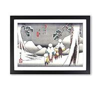 Riders in The Snow by Utagawa Hiroshige Framed Print | A2 Black Framed Wall Art | Ready to Hang | Asian Landscape Picture | Living Room Bedroom Lounge Office