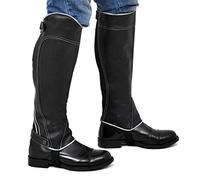 Riders Trend 10025227 (L, Calf (15-16) x Height-16.50 Inch) - Women's Full Grain Leather Gaiter Contrast Colour - Black/Beige