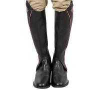Riders Trend Ladies ReiterChaps Full Screw Leather Chaps Lined, Black / Pink, XS