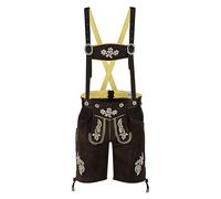 RIDEX Mens Bavarian Lederhosen Cowhide Brown Leather with Matching Suspenders Short (32W)