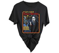Ridge Fashion Halloween Lets Watch Scary Movie T-Shirt, Halloween Unisex T-Shirt Gift for Men and Women (Large, Black)