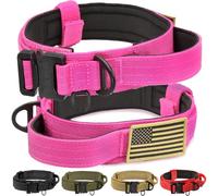 Ridge Ramblers - Advanced Pink Tactical Dog Collar with Handle - Heavy Duty, Lightweight Metal Buckle, Soft Neoprene Padding - Military Collar for Med Large & X-Large Dogs