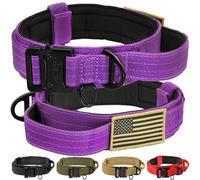 Ridge Ramblers - Advanced Purple Tactical Dog Collar with Handle - Heavy Duty, Lightweight Metal Buckle, Soft Neoprene Padding - Military Collar for Med Large X-Large Dogs