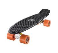 Ridge Retro Kids' Street Skateboard Black/Orange, 22" inch plastic frame, 1 speed 78a pu rubber wheels prefitted with abec 7 bearings