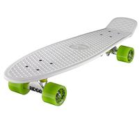 Ridge Skateboards 27 Inch Big Brother Retro Cruiser Skateboard - UK Manufactured, White-Green