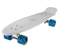 Ridge Skateboards Children Kids Big Brother Large Retro Cruiser-White/Blue Wheels, 27 Inch