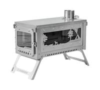 RIDGE Titanium Hot Tent Stove, Portable Folding Tent Wood Burning Stove with Secondary Air Intake, Ultralight Small Wood Stove, Only 3.2lb, Perfect for Backpacking, Hiking, Bushcraft, Winter Camping