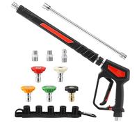RIDGE WASHER Pressure Washer Gun 5000 PSI, 12 GPM, Power Washer Gun with Stainless Steel Extension Wand, Detachable M22 14 Male to 1/4" Quick Connect, 360° Swivel 3/8'' NPT Thread, M22 Fitting
