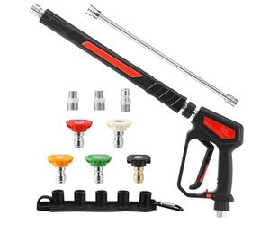 RIDGE WASHER Pressure Washer Gun 5000 PSI, 12 GPM, Power Washer Gun with Stainless Steel Extension Wand, Detachable M22 14 Male to 1/4" Quick Connect, 360° Swivel 3/8'' NPT Thread, M22 Fitting