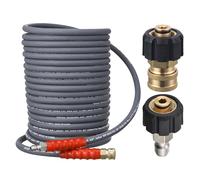 Ridge Washer Pressure Washer Hose 50 Feet X 3/8 Inch for Hot and Cold Water, with M22 14mm to 3/8 Inch Quick Connect, 4000 PSI