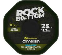 Ridgemonkey RM Tec Rock Bottom Tungsten Coated Hooklink 25lb 10m (Camo Green Semi Stiff)