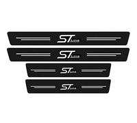 RIDGOEL 4Pcs Car Door Sill Protector Kick Plate Guard for Ford Focus EcoSport Kuga Mondeo Fiesta Puma, Carbon Fiber Automobile Threshold Protection Sticker Welcome Pedal Decor Accessories White