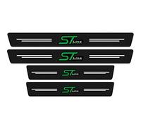 RIDGOEL 4Pcs Car Door Sill Protector Kick Plate Guard for Ford Focus EcoSport Kuga Mondeo Fiesta Puma, Carbon Fiber Automobile Threshold Protection Sticker Welcome Pedal Decor Accessories Green