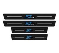 RIDGOEL 4Pcs Car Door Sill Protector Kick Plate Guard for Ford Focus EcoSport Kuga Mondeo Fiesta Puma, Carbon Fiber Automobile Threshold Protection Sticker Welcome Pedal Decor Accessories Blue