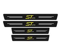 RIDGOEL 4Pcs Car Door Sill Protector Kick Plate Guard for Ford Focus EcoSport Kuga Mondeo Fiesta Puma, Carbon Fiber Automobile Threshold Protection Sticker Welcome Pedal Decor Accessories Yellow