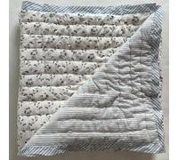 Ridhi Block Print Quilted Powder and Pigeon Blue Throw Reversible Blanket 100% Cotton Quilt, Cover for Couch and Bed, Sage Lap Bedding Coverlet, Luxury Oversized Quilted Throw Twin 60" X 90"