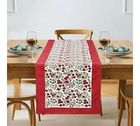 Ridhi Garnet Red Hand Block Print 100% Cotton Reusable Table Runner 16" X 70" Inches Table Runner Decorative Everyday Use for Dining, Home, Party, Wedding, Fall, Christmas, Thanksgiving
