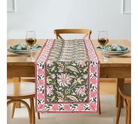 Ridhi Hunter Green Hand Block Print 100% Cotton Reusable Table Runner 16" X 106" Inches Table Runner Decorative Everyday Use for Dining, Home, Party, Wedding, Fall, Christmas, Thanksgiving