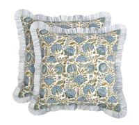 Ridhi Modern Farmhouse Pillow Covers Decorative Cotton Throw Pillow Covers Set of 2 Asparagus Green Cushion Covers with Ruffle for Couch Sofa Bed Living Room Spring Home Decor 18x18