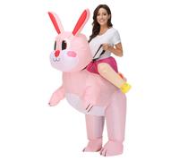 (Riding a little white rabbit, Adult 160-190cm) Halloween dinosaur inflatable clothing Cross-border flamingo rabbit funny inflatable doll costume