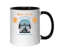 Riding A Scooter Through The Mountains is A Wonderful Feeling Ceramic Tea Coffee Mug Black