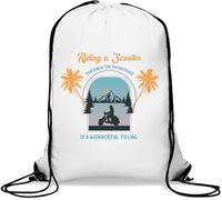 Riding A Scooter Through The Mountains Is A Wonderful Feeling Gym Sack Casual Drawstring Bag White