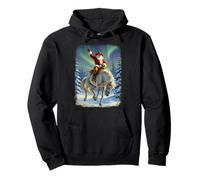 Riding A White Bronco Under The Northern Lights Cowboy Santa Pullover Hoodie
