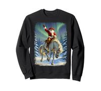 Riding A White Bronco Under The Northern Lights Cowboy Santa Sweatshirt